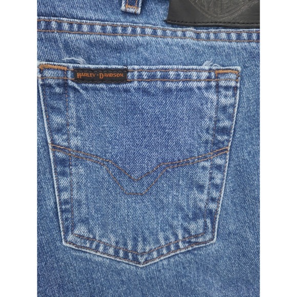 Harley Davidson Womens‎ Bootcut Blue Jeans Size 16 High Rise 35X30.5 Y2K - Picture 2 of 16